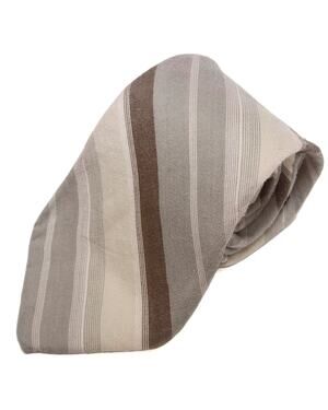 Don Loper Tan Brown Cream 100% Striped Silk Necktie Tie